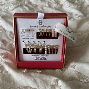 House of Harlow 1960 Gold and Silver Stud and Hoop Set